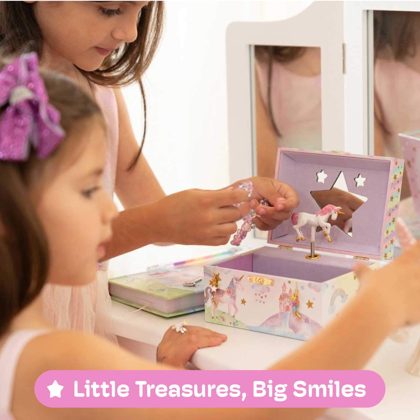Jewelkeeper Girls Jewellery Box - Unicorn Music Box for Kids with Pullout Drawer, Pink Jewellery Organizer for Girls with Rainbow Design, Plays The Beautiful Dreamer Tune - 15x10.8x8.6 cm