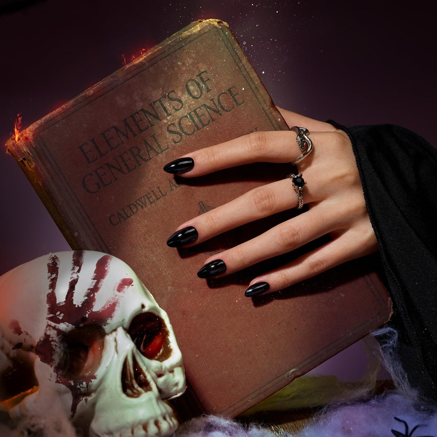 Black Press On Nails Almond - BTArtbox Short Press On Nails with Nail Glue, Fit Perfectly & Natural Reusable Stick On Nails in 16 Sizes - 30PCS Soft Gel Glue On Nails Kit, Black Velvet