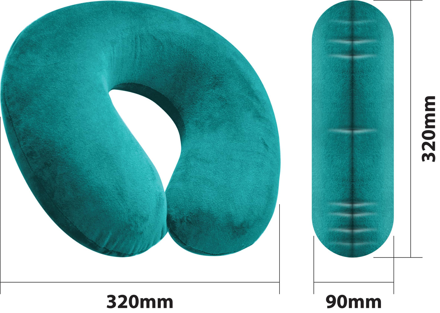 Memory Foam Moulded Pressure Relief Neck Cushion Comfort and Posture, Ideal for Travel Supports the Head, Neck and Chin when Sleeping use for Plane, Train or Car Journeys Travel Pillow In Teal