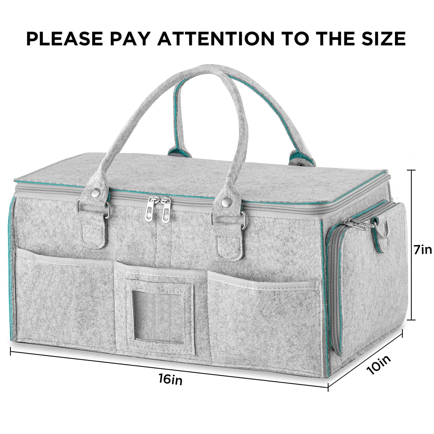 HBlife Baby Diaper Caddy Organizer, Nursery Storage Bin, 16" x 10" x 7" Large Portable Basket Shower Gift Newborn Essentials Baby Registry Must Haves Items-Green