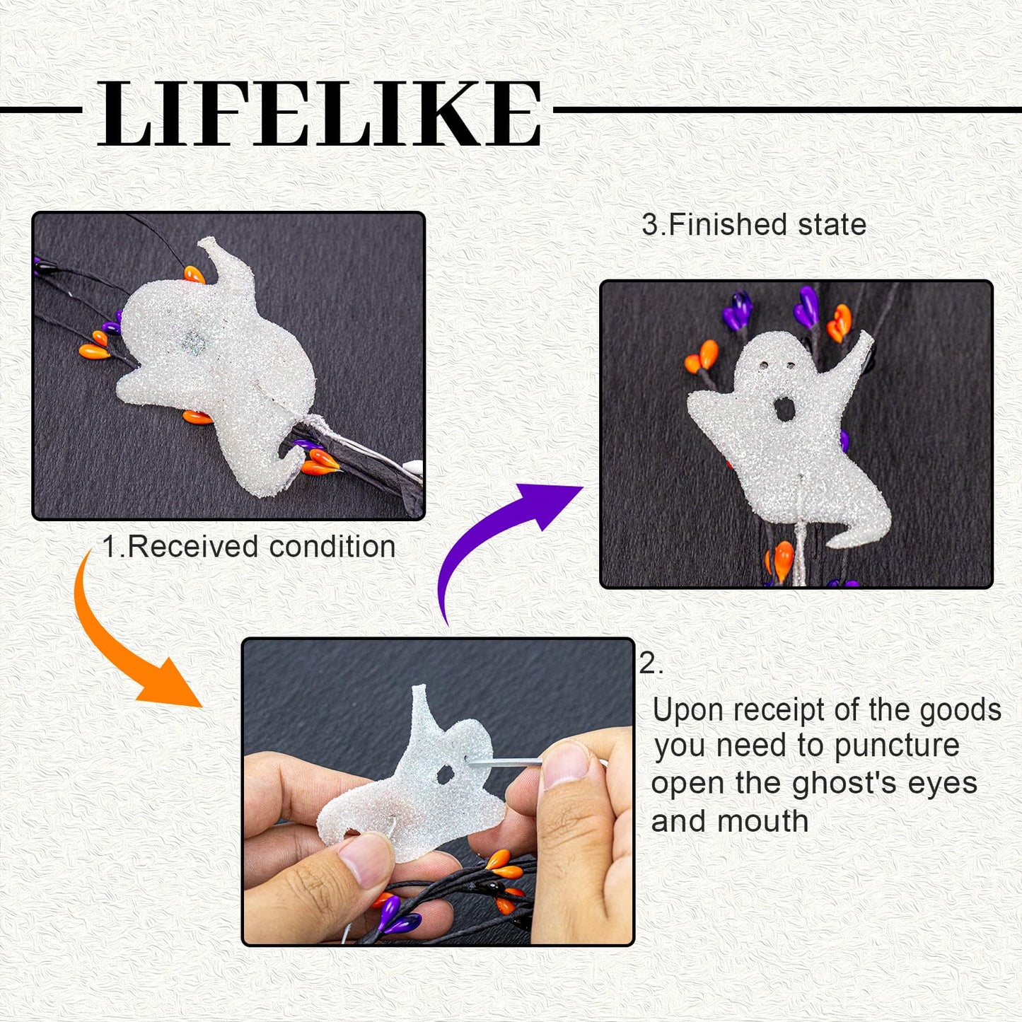 12 PCs Spooky Halloween Flowers Artificial 17 Inches Orange Black Floral Stems Gothic Halloween Pumpkin Stems with Ghost Floral Picks for Vase Floral Arrangements Table Centerpieces Decorations