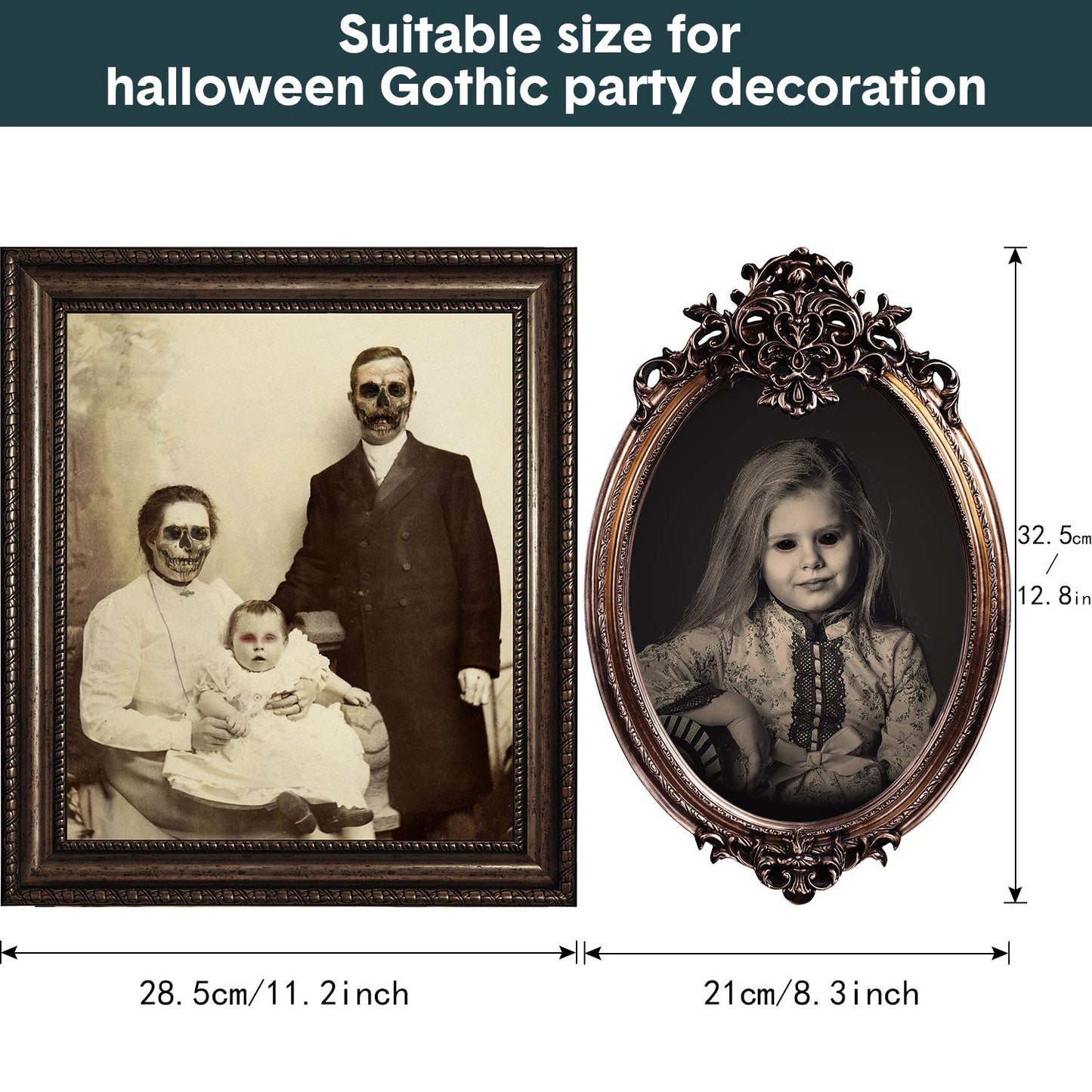 Halloween Decorations, 12 Pieces Laminated Halloween Gothic Decor Poster Frames Durable Haunted House Creepy Portraits Pictures Spooky Home Decor