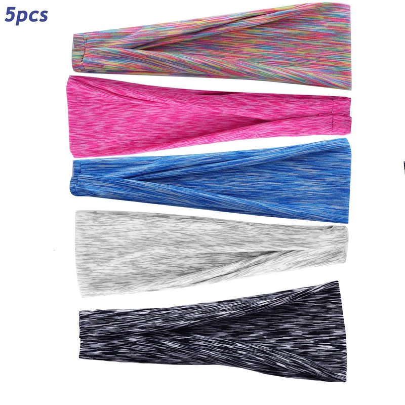 Tress 03 Headbands for Women Non Slip Wide Sweat Band for Women Sweatbands Fashion Running Headband Elastic Soft Sports Stretchy Headbands for Makeup, Exercise, Gym, Yoga, Workout, 5pcs