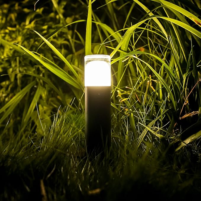 GOODSMANN Low Voltage Bollard Light 2 Watt LED Landscape Lighting 2700K Warm White Weatherproof Pathway Lights Bronze Outdoor Walkway & Sideway & Driveway Round Path Light with Cable Connector