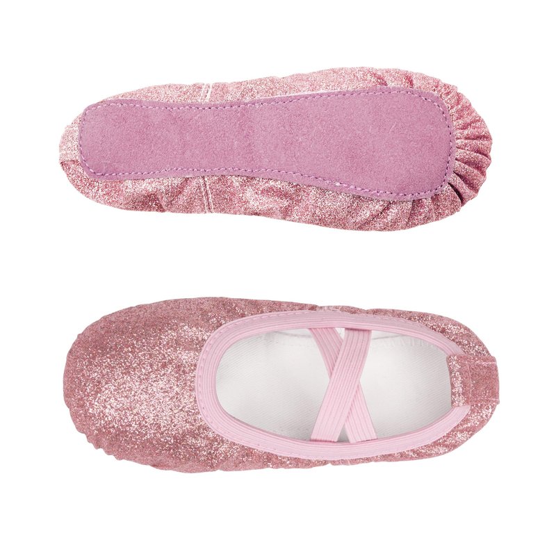 Stelle Ballet Shoes for Girls Glitter | Metallic Faux Leather Ballet Slippers Dance Shoes for Toddler/Little/Big Kids(Rose Glitter,7MT)