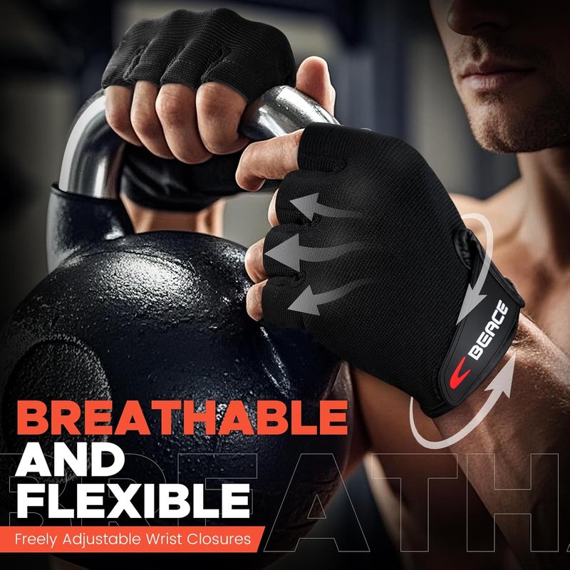 BEACE Weight Lifting Gym Gloves - Anti-Slip Leather Palm for Workout & Fitness | Unisex