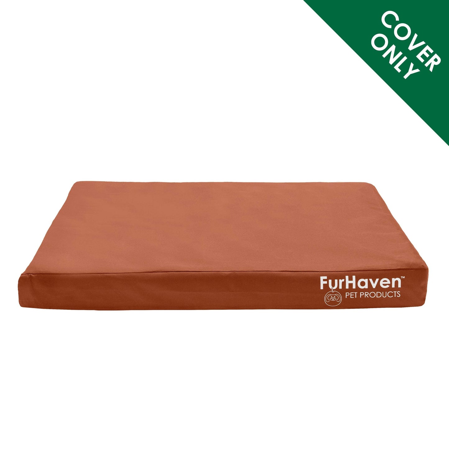 FurHaven Replacement Dog Bed Cover Water-Resistant Indoor/Outdoor Logo Print Oxford Polycanvas Mattress, Washable - Chestnut, Large