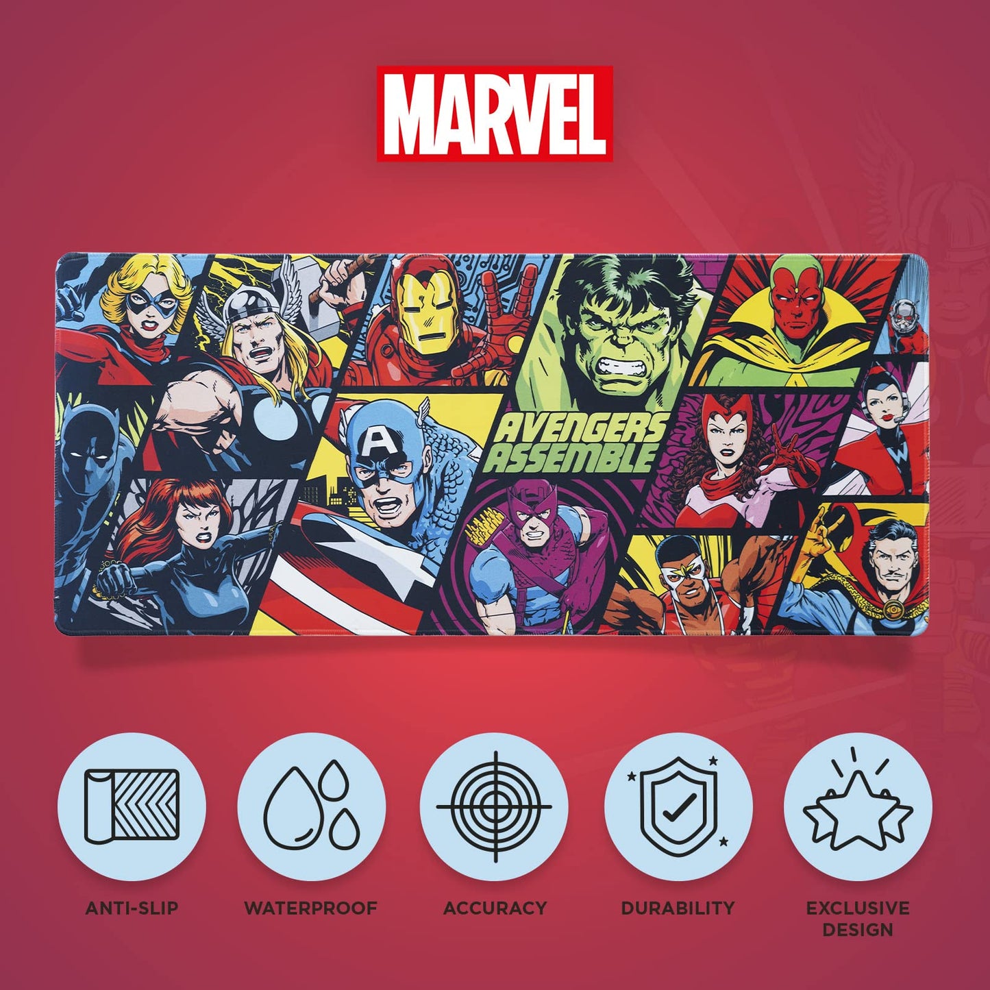 Grupo Erik XXL Mouse Pad - Marvel Gifts | Gaming Desk Mat 31.5 x 13.8 inches, Non-Slip Rubber Keyboard & Mouse Mat Large | Gaming Gifts Gamer