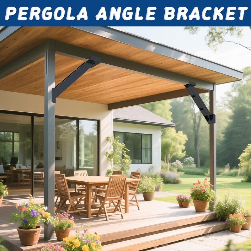 45 Degree Angle Brackets Kit - 4 Pcs for 6''x6'' Lumber | Ideal for Pergolas & Gazebos