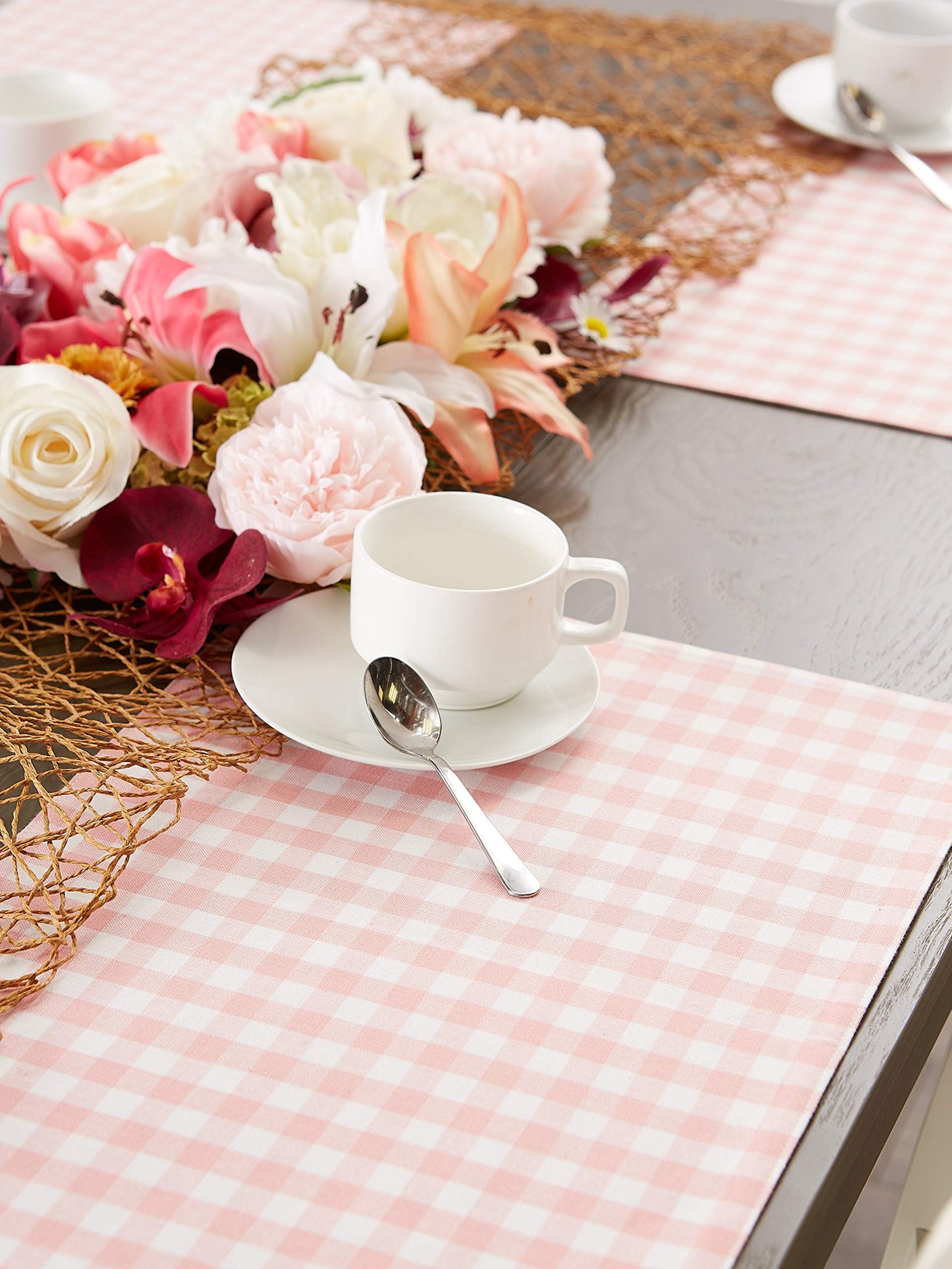 DII Gingham Check Tabletop Collection, Pink, Placemat Set
