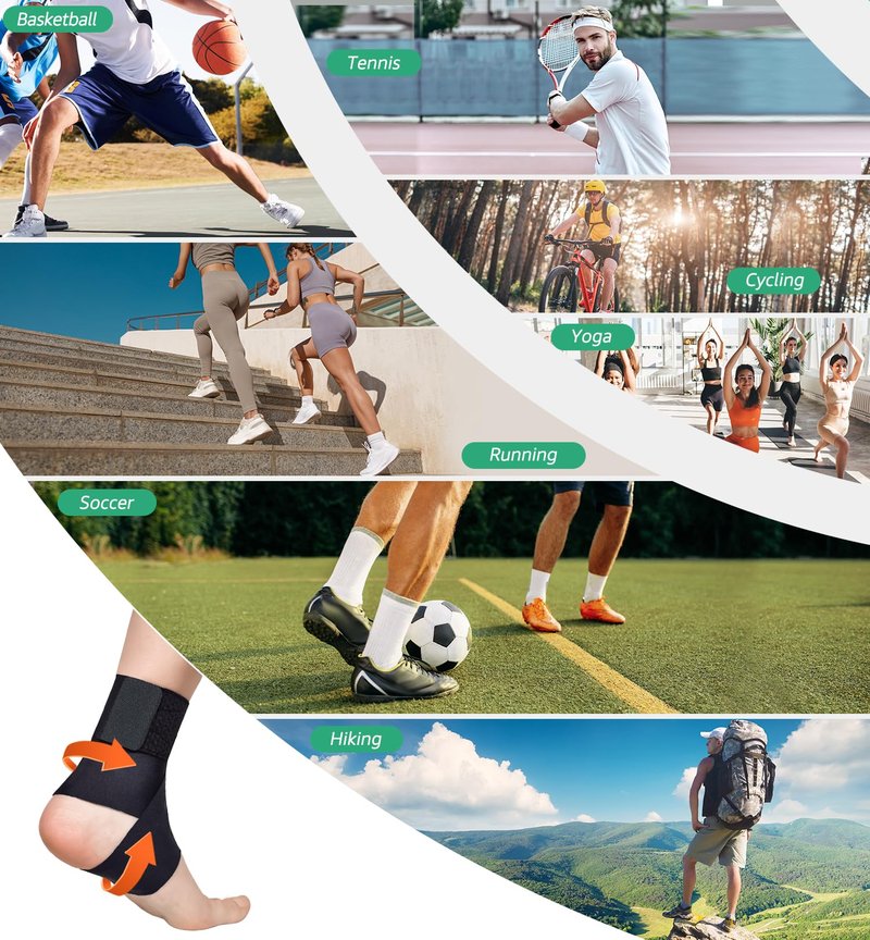 HiRui Ultrathin High-Elastic Ankle Wraps Ankle Brace for Men Women Kids, Adjustable Ankle Straps for Running, Football, Basketball, Sprains, Arthritis, Plantar Fasciitis (Black, Medium (Pack of 2))