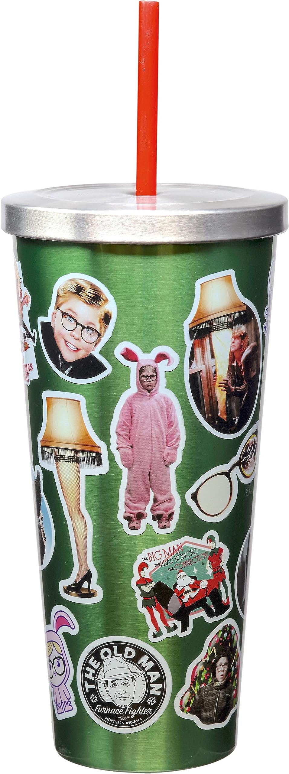 Spoontiques A Christmas Story Stainless Steel Tumbler, 24oz - Double Wall Insulated Travel Cup with Straw
