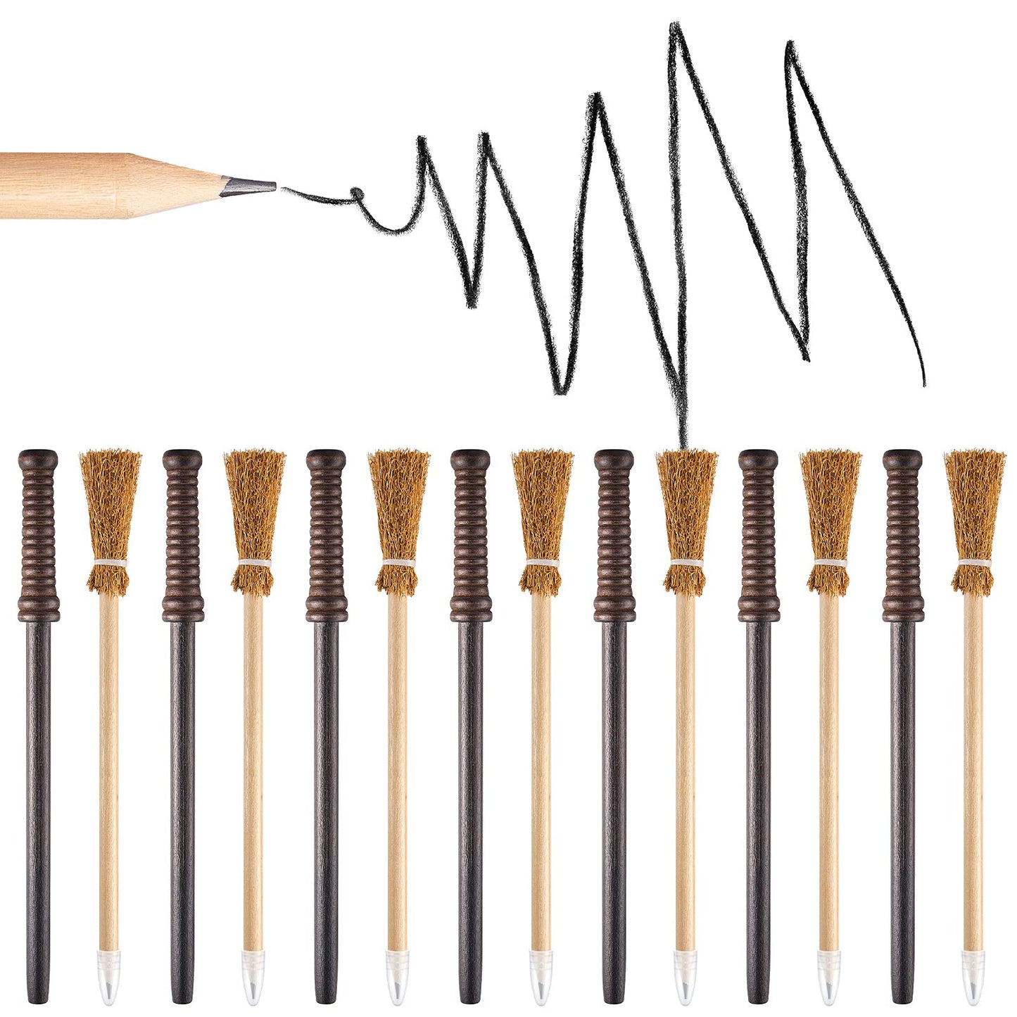 Chinco 20 Pcs Wand Pencils Party Favors Witch Broom Pencils Bulk Set, Halloween Wand Theme Birthday Goody Bag Filler Favors for Kids Teen Tween Boys Girls School Rewards