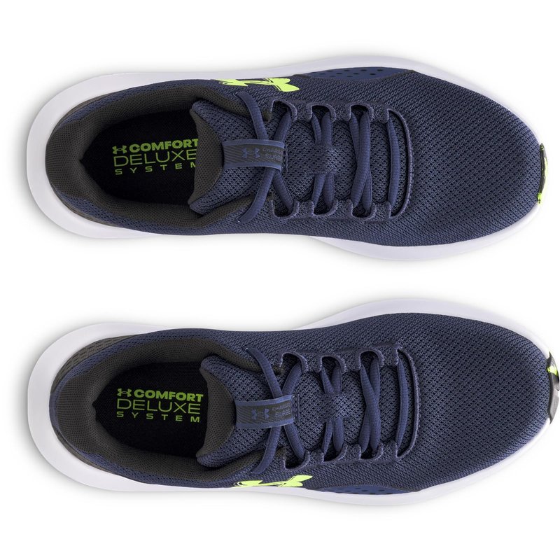 Under Armour Men's Charged Surge 4, (404) Washed Navy/Black/High Vis Yellow, 14, US