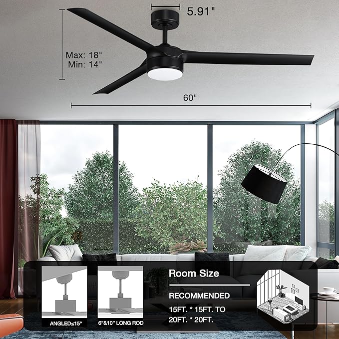 cumilo 60 Inch Smart Ceiling Fans with Lights and Remote,Quiet DC Motor,3 color for Outdoor Indoor Modern Farmhouse Ceiling Fan works with Alexa WIFI APP,Modern White Ceiling Fan for Bedroom Patio