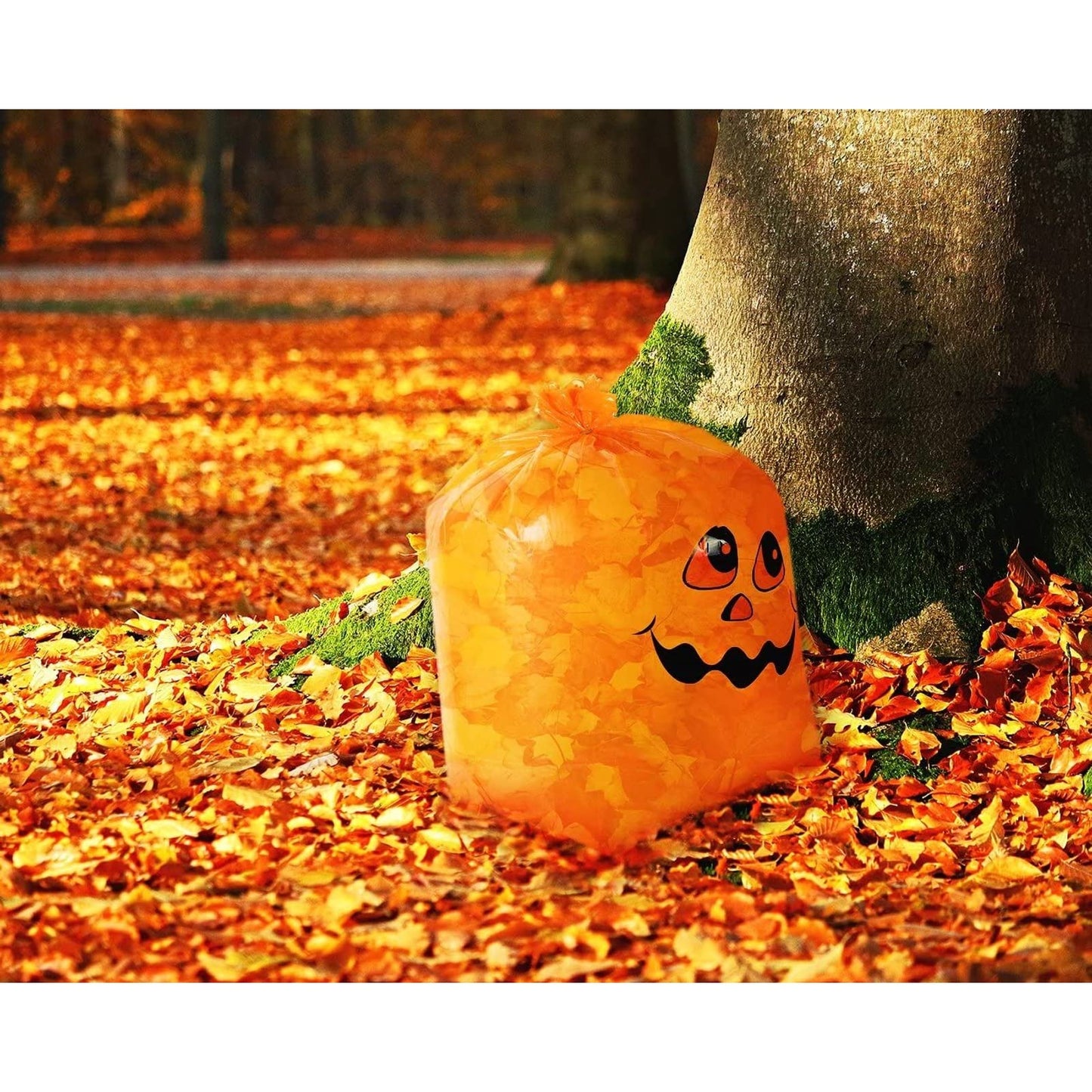 Juvale Pumpkin Yard Bags - 6-Pack Orange, 4 Small 8-Gal & 2 Medium 34-Gal - Halloween Leaf & Yard Waste Bags - Durable Decorative Sacks for Halloween Party Supplies