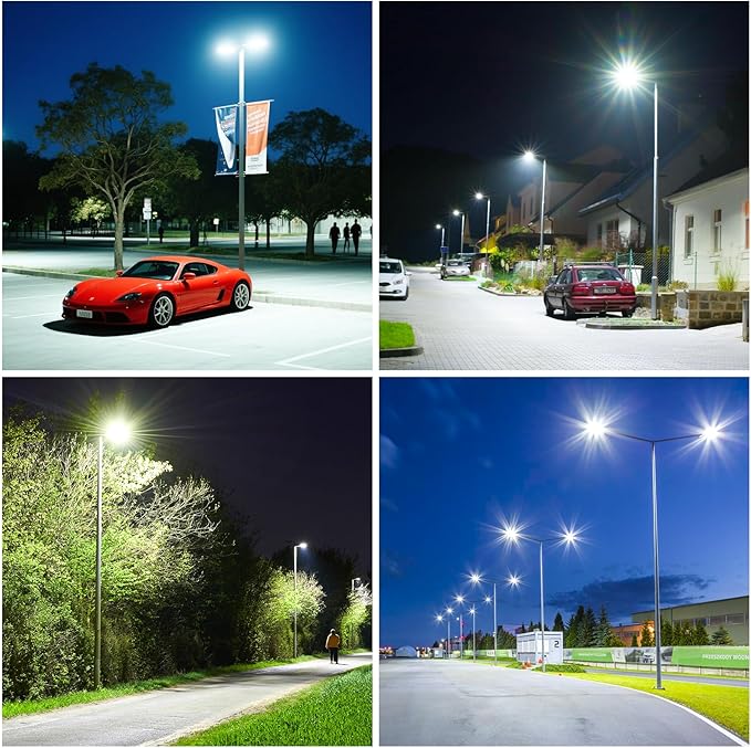 6Pack 480V 400W/320W/240W LED Parking lot Light with Dusk to Dawn Photocell, Slip Fit Mount 56000LM IP65 5000K 277-480VAC Input, 400 Watt LED Flood Light, Outdoor Parking Lights Commercial Pole Street