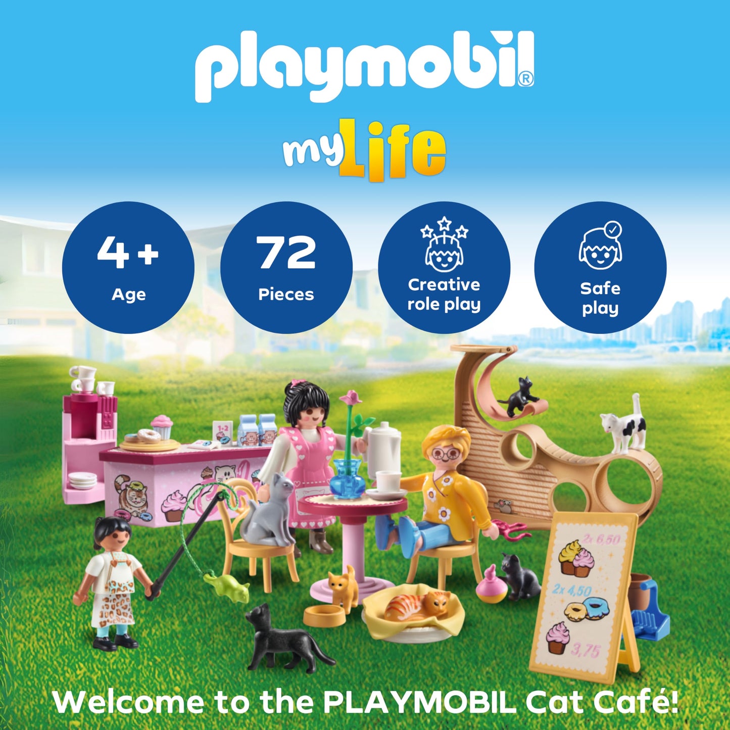 Playmobil | My Life | Cat Café | Cat Toy for Kids | Animal Figures Set | Toy for Children Aged 4 and Over | 71744
