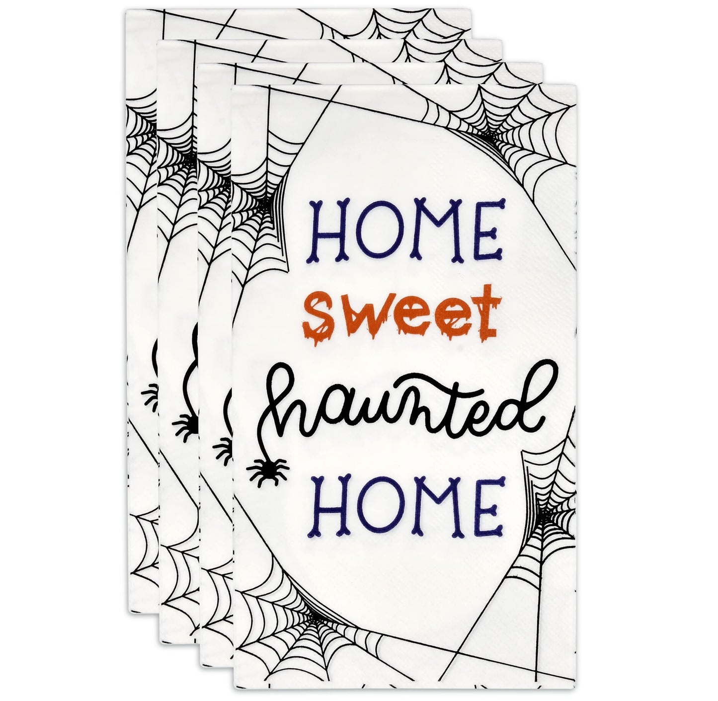 Gift Boutique Halloween Guest Napkins 100 Count Disposable Paper Hand Towels Black Orange Purple for Bathroom Buffet Dinner Haunted Home Party Decor