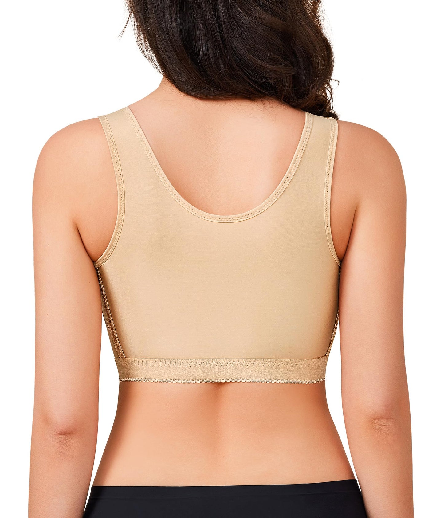 BRABIC Women's Front Closure Bra Post-Surgery Posture Corrector Shaper Tops with Breast Support Band (Beige, M)