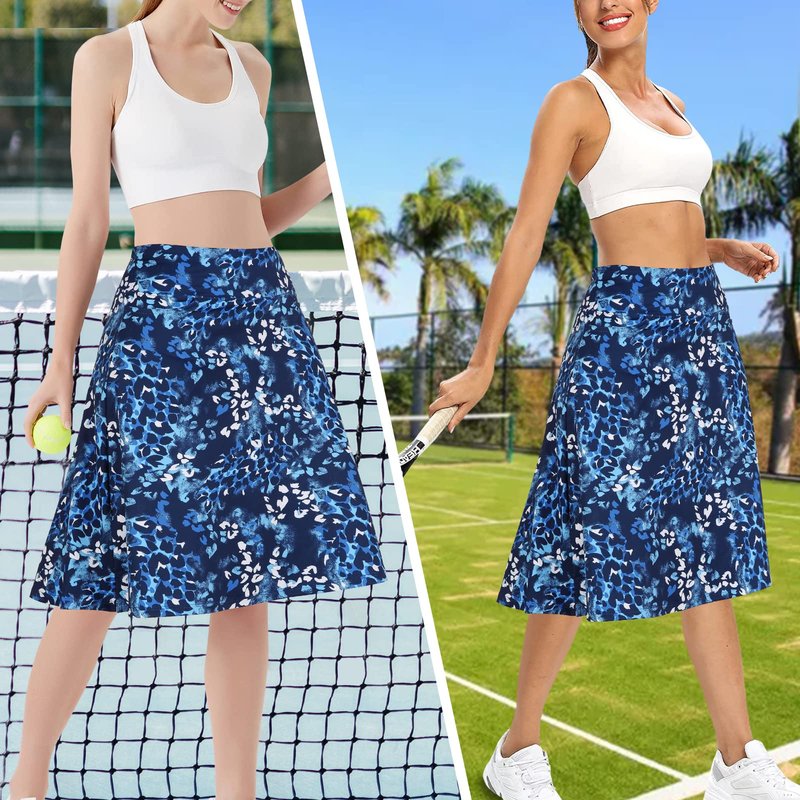 Skorts Skirts for Women Knee Length Midi SkirtsBlue Black S