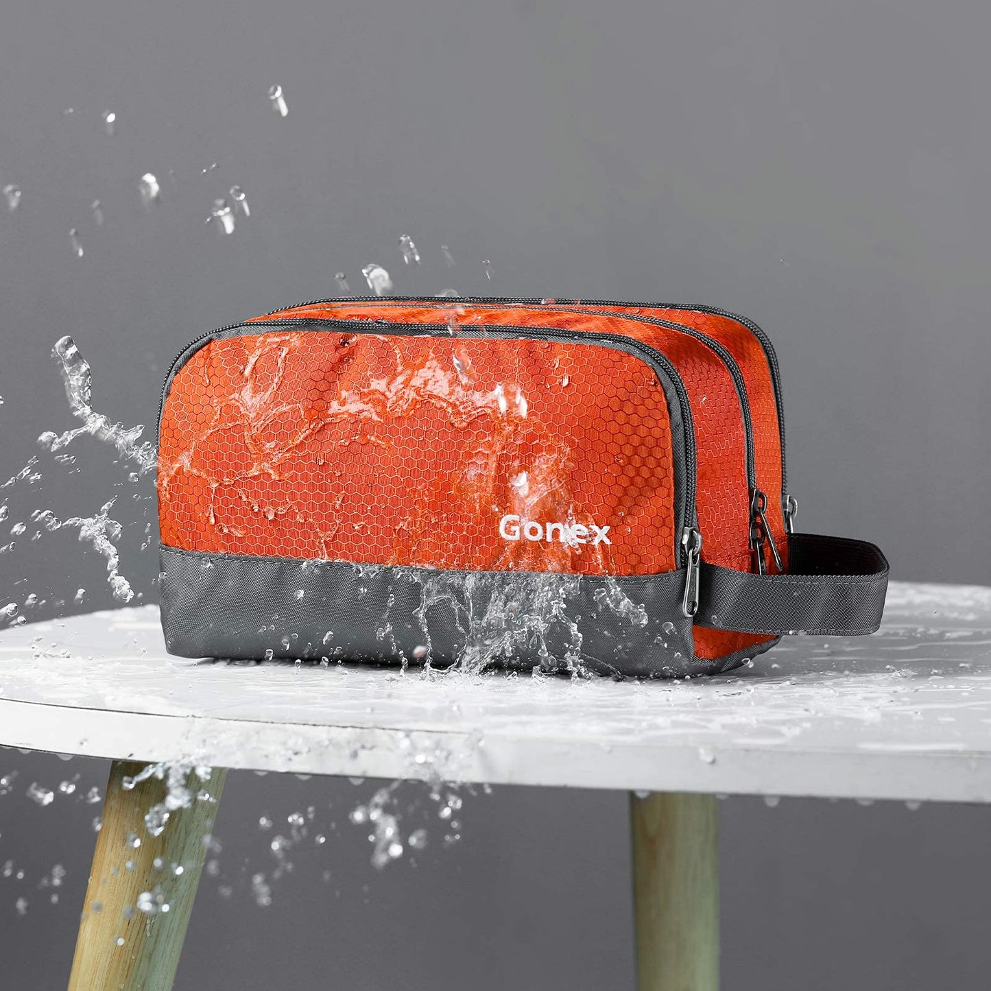 Gonex Travel Toiletry Bag Nylon, Dopp Kit Shaving Bag Toiletry Organizer Orange