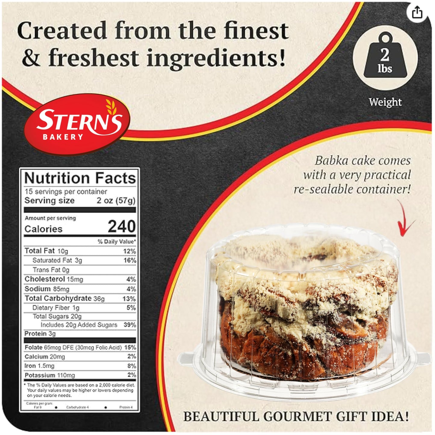 Chocolate Babka | Mothers Day Gifts for Mom Gourmet Food Baskets | Cakes Bakery Fresh | Kosher, Dairy Free, Nut Free | Stern’s Bakery