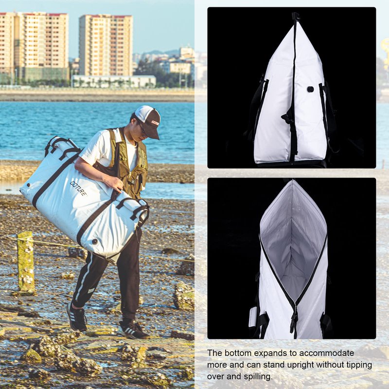 Goture Insulated Fish Cooler Bag, Monster Leakproof Fish Kill Bag, Portable Large Fishing Cooler Bag for Outdoor Tarvel with Drain Plug, Keep Ice Cold All Day Long (27.4x11.8x15.7in)