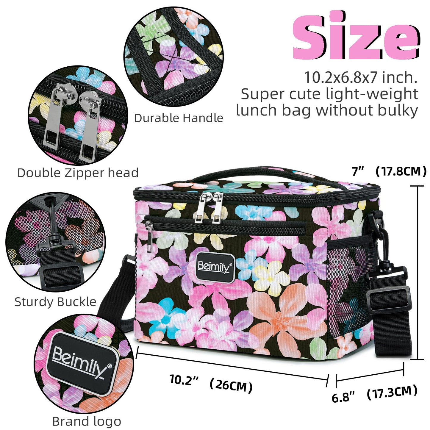 BEIMILY Lunch Bag for Women/Men,Reusable Lunch Box Small Lunch Bag Soft Sided,Leakproof Cooler Bag for Work