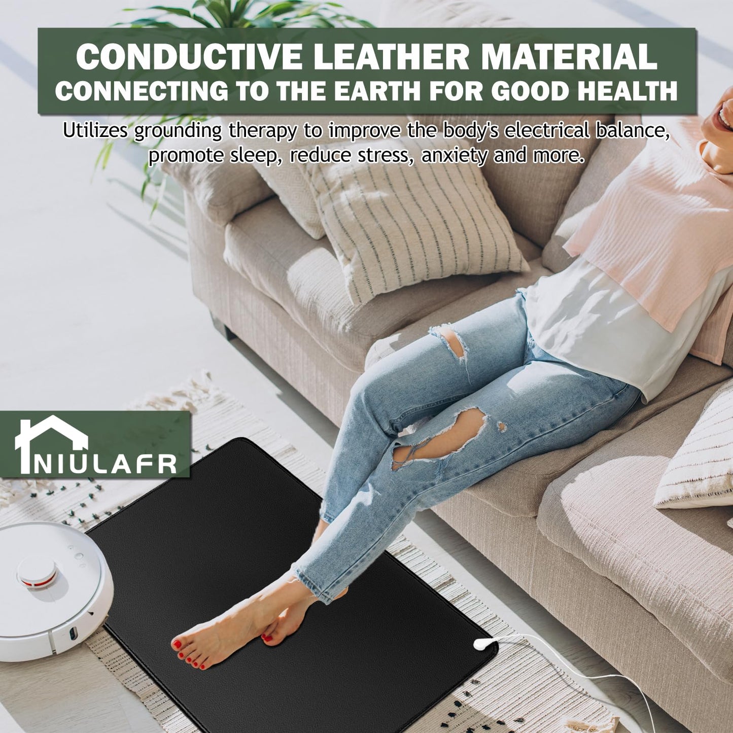 Grounding Mat,35.4x23.6 inches,Reconnect to The Earth EMF Recovery,for Foot Therapy, Universal Grounding Sleep Mat, Grounding Yoga Mat,Improve Energy,Sleep Assist and Helps with Anxiety