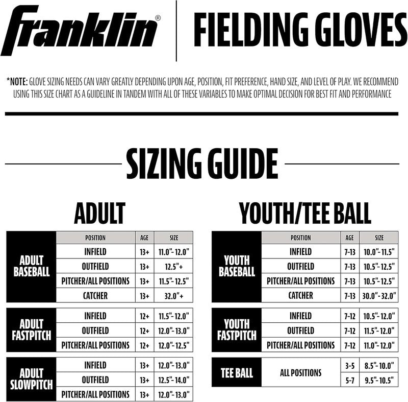 Franklin Sports Baseball & Softball Glove - Field Master Mitt for Adults & Youth | Right Hand Throw