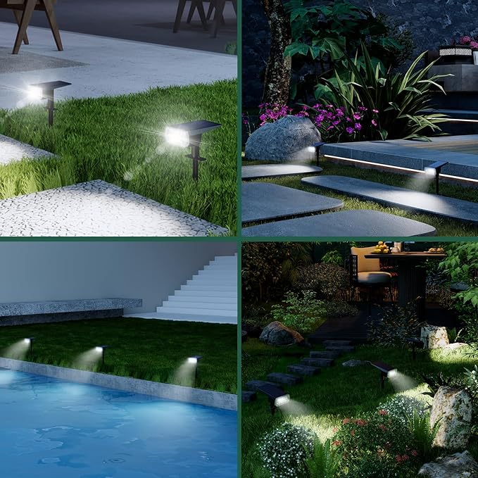 Solar Spot Lights Outdoor Waterproof IP65, 3 Lighting Modes Solar Outdoor Lights for Garden Yard Outside Landscape, 6 Pack