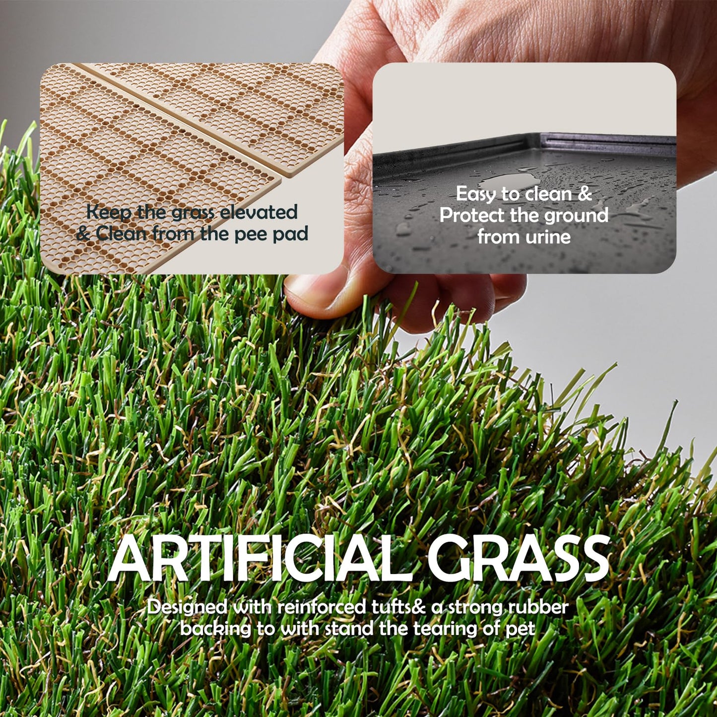 MEEXPAWS Dog Toilet with Artificial Grass | Large Litter Tray 85×59 cm | 2×Grass Patches for Dogs Replacement | Indoor Dog Potty with Training Pads | Rapid Drainage Pee Pads for Dogs