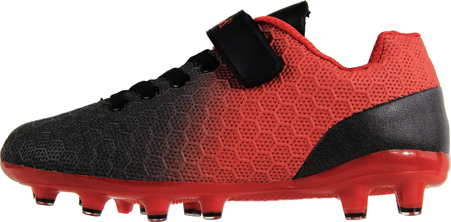BomKinta Kid's FG Soccer Cleats Athletic Outdoor Soccer Shoes Black Red Size 6 M US Big Kid