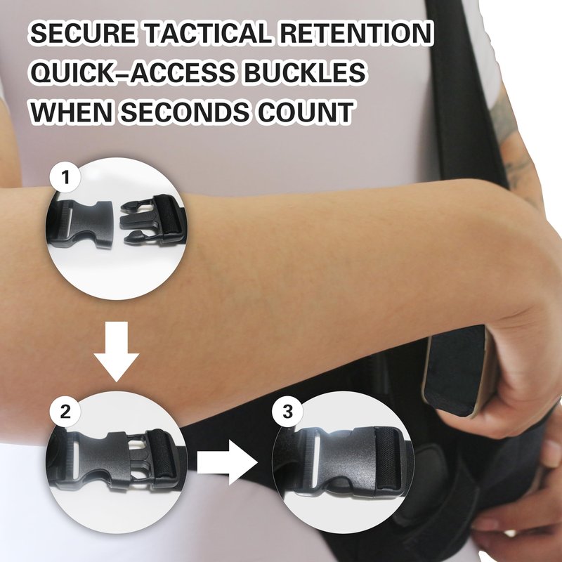 TACDEFNEX Shoulder Holster for Pistols – Right-Hand Gun Holster for Men with Breathable 3-Point Design, Adjustable Fit 35"-45", Fits Glock 19, Sig P365, M&P Shield, 1911 & More