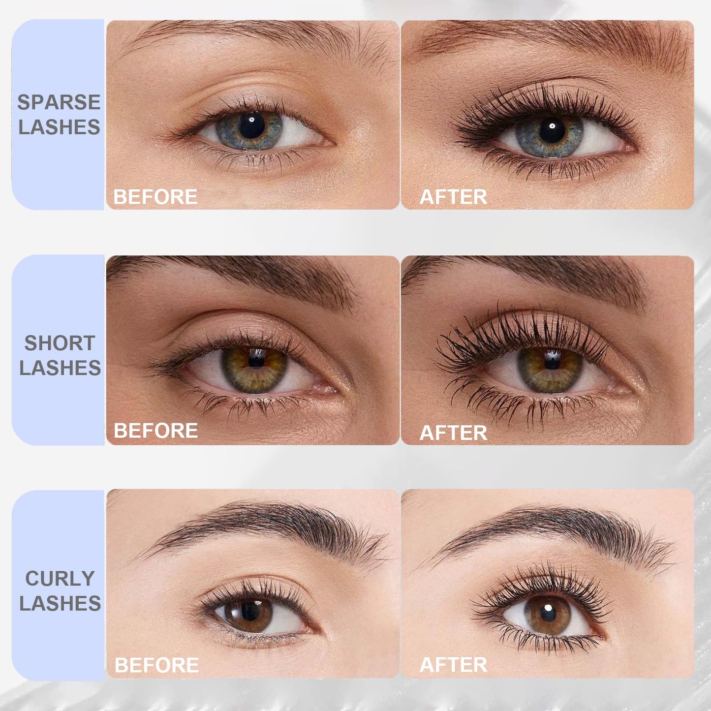 Black Washable Metal Mascara Wand, Waterproof Iron Wand Mascara Tubing, Natural Length Slim Volume Buildable Formula, Separated Lashes, Long Lasting Smudge-Proof No Flaking Tint