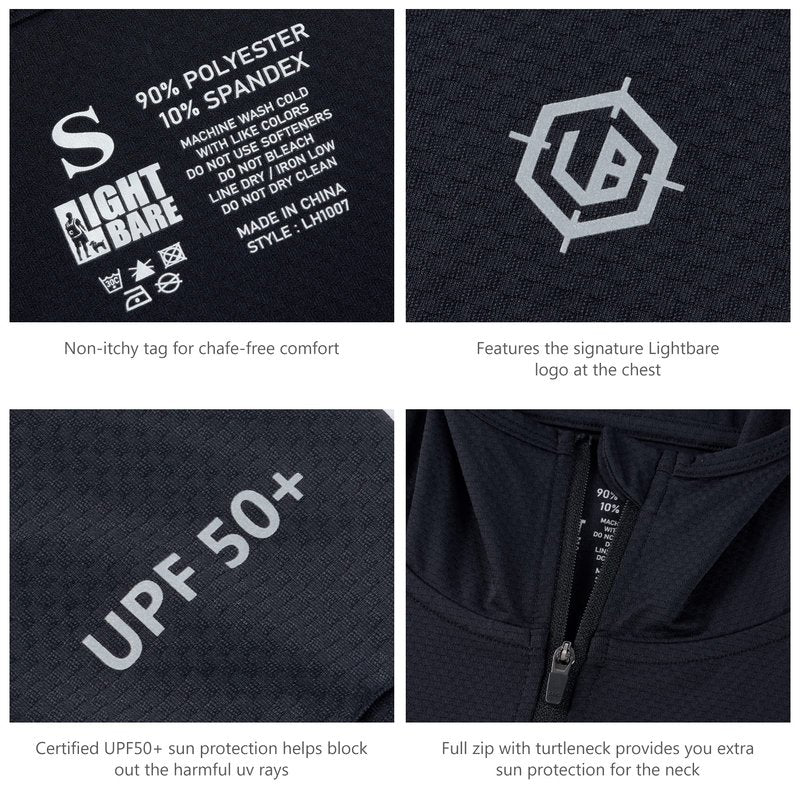 Lightbare Women's UPF 50+ Full Zip Hoodie Jacket Long Sleeve Hooded Sun Shirt with Pockets