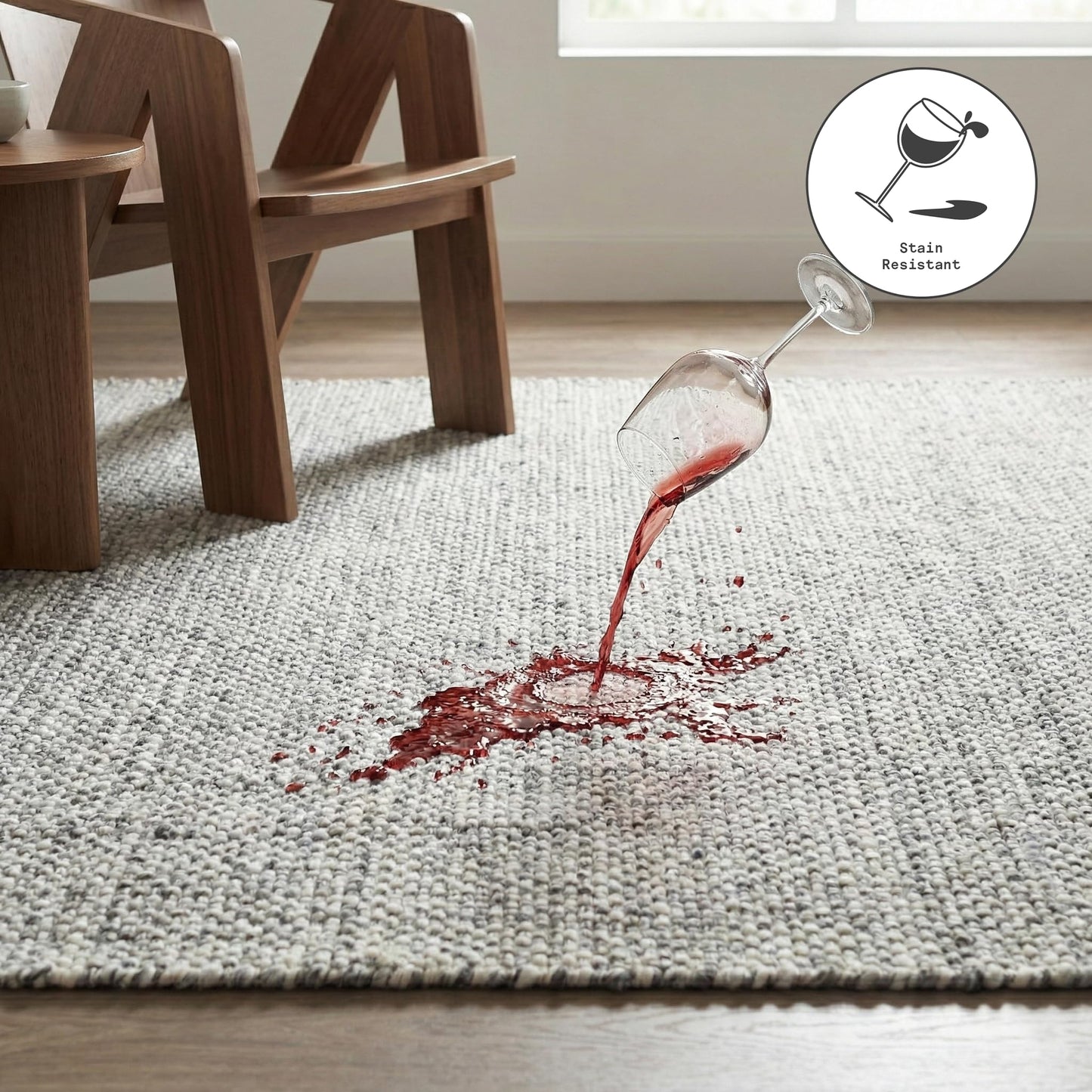 Fab Habitat Machine Washable Area Rug - Hand Woven, Stain Resistant, Pet Friendly - Premium Recycled Polyester Yarn - Solid - Kitchen, Bathroom - Biltmore - Natural - 2 x 3 ft