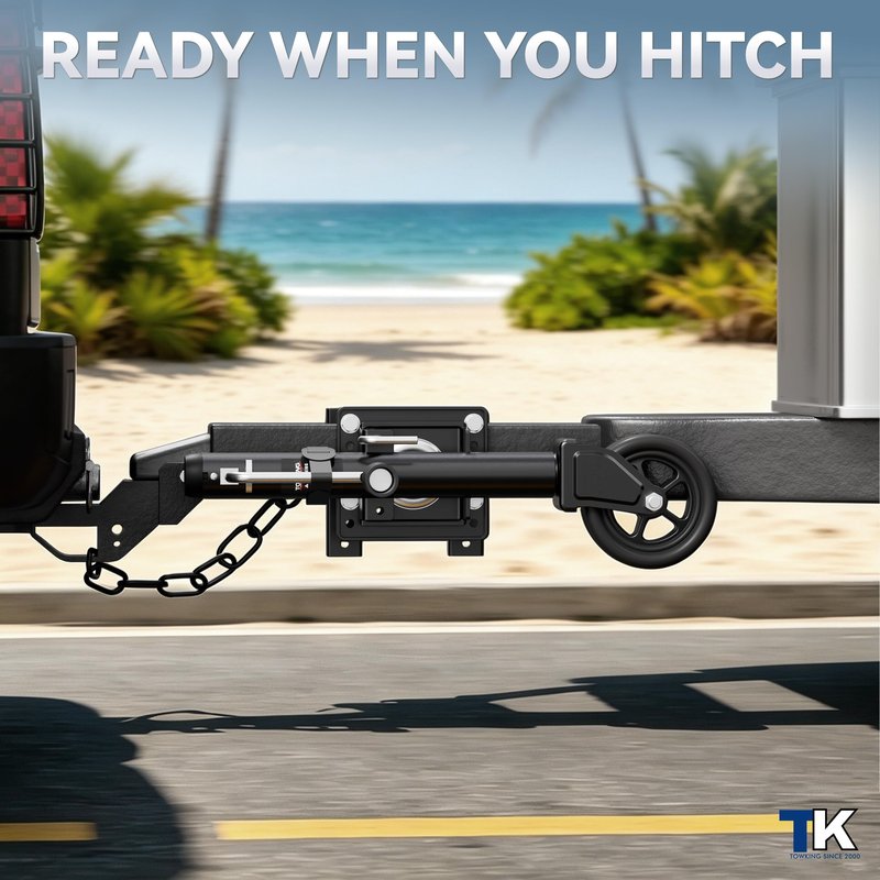 TOWKING Upgraded Spoke Wheel Trailer Jack, 10" Vertical Movement, 1500 lbs, for RV, Boat, Trailer and More, Black