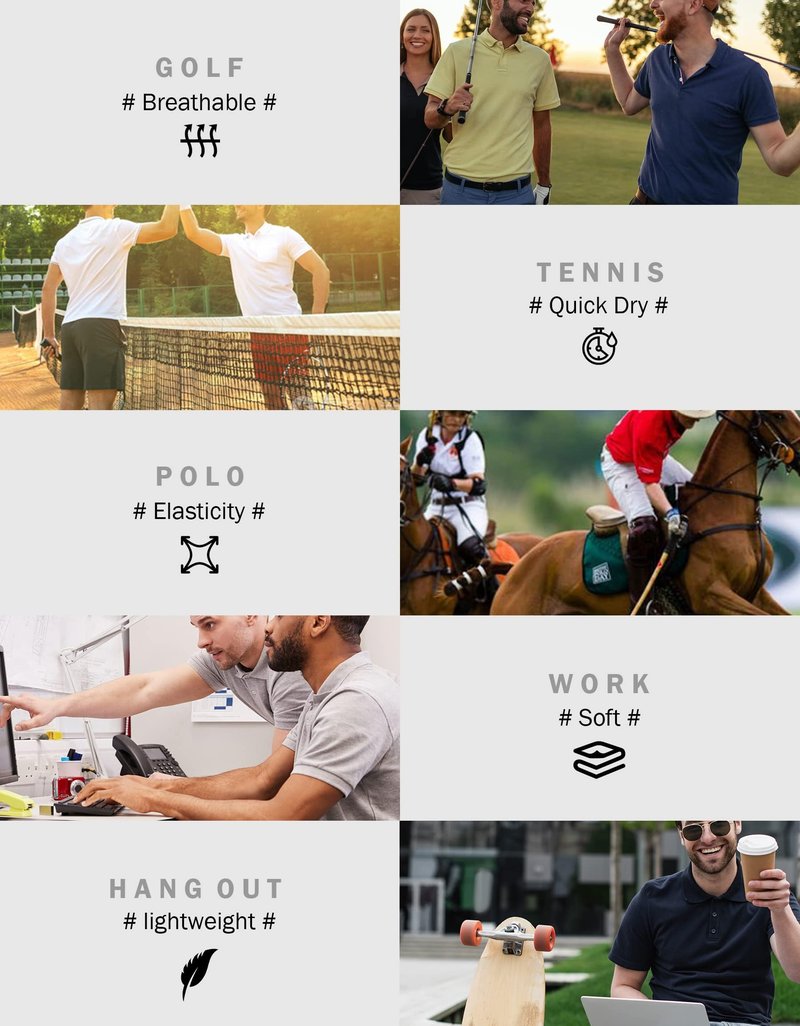 TELALEO 5 Pack Mens Polo Shirts Quick Dry Short Sleeve Golf T Shirt Performance Moisture Wicking Casual Workout SetB XL