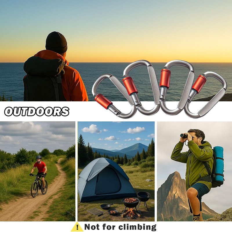 **Paracord Keychain - Durable Carabiner Clip with D Ring Metal Hook for Water Bottles, Keys & Backpacks**