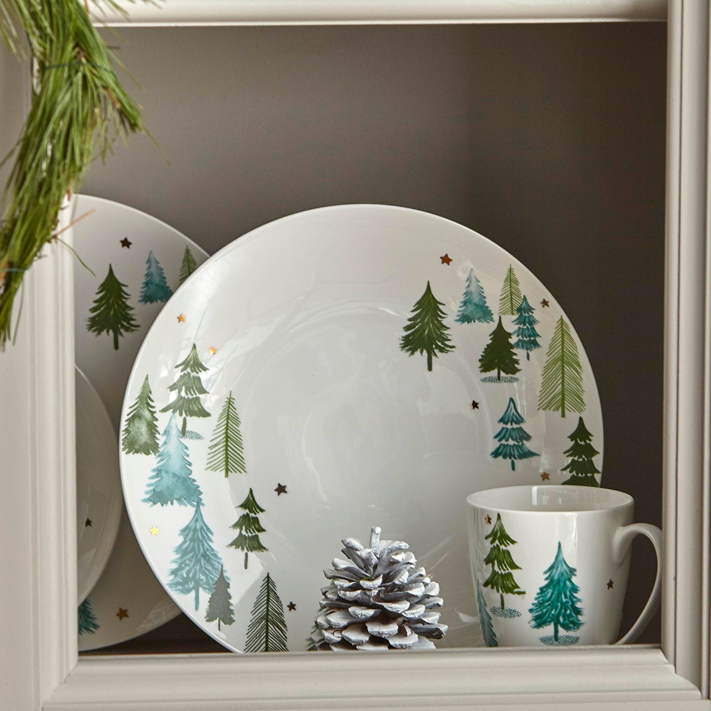 Lenox 880069 Balsam Lane 4-Piece Mug Set, Christmas Drinkware, Holiday Hosting