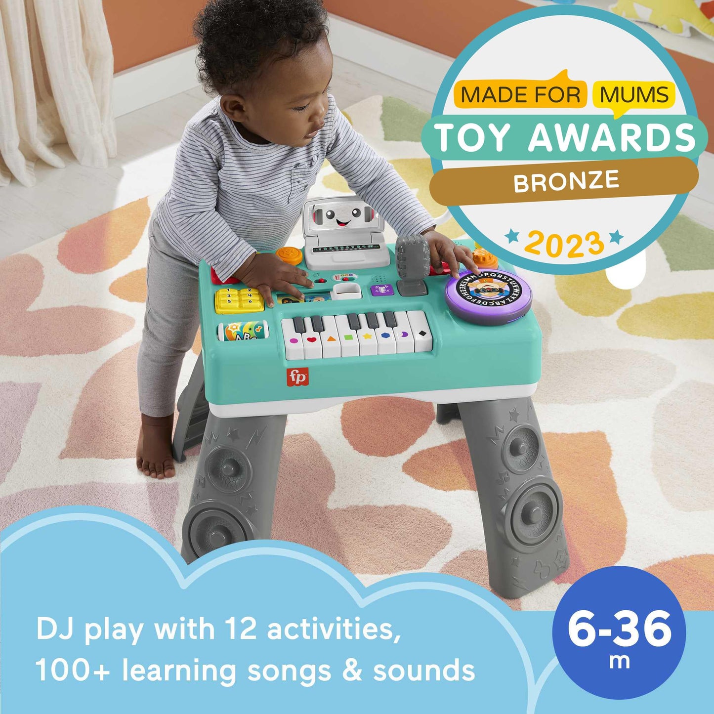 Fisher-Price Baby & Toddler Activity Table, Laugh & Learn Mix & Learn DJ Table, Musical Learning Toy with Lights & Sounds, UK English Version, HTK83