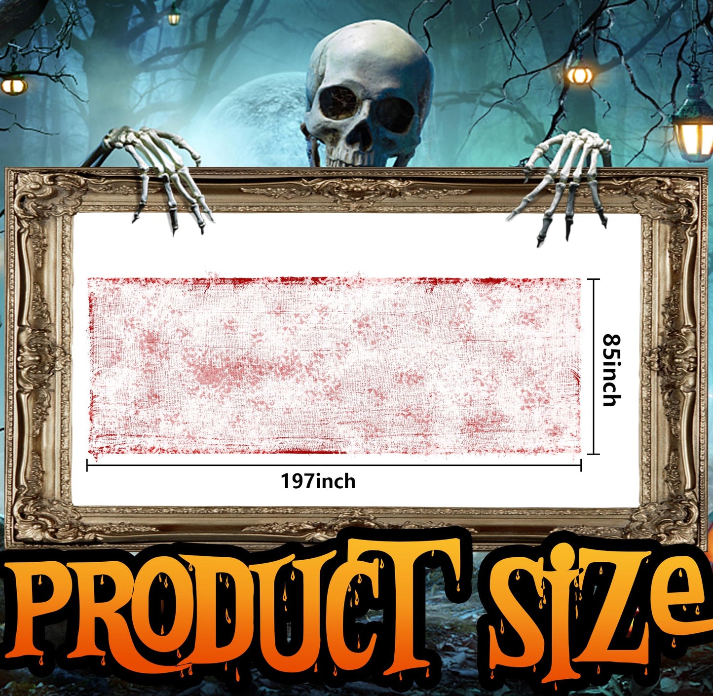 197" x 85" Halloween Creepy Cloth - Halloween Spooky Fabric Cloth - Scary Gauze Blood Creepy Cloth for Haunted House Halloween Party Yard Wall Doorway Outdoors Decoration