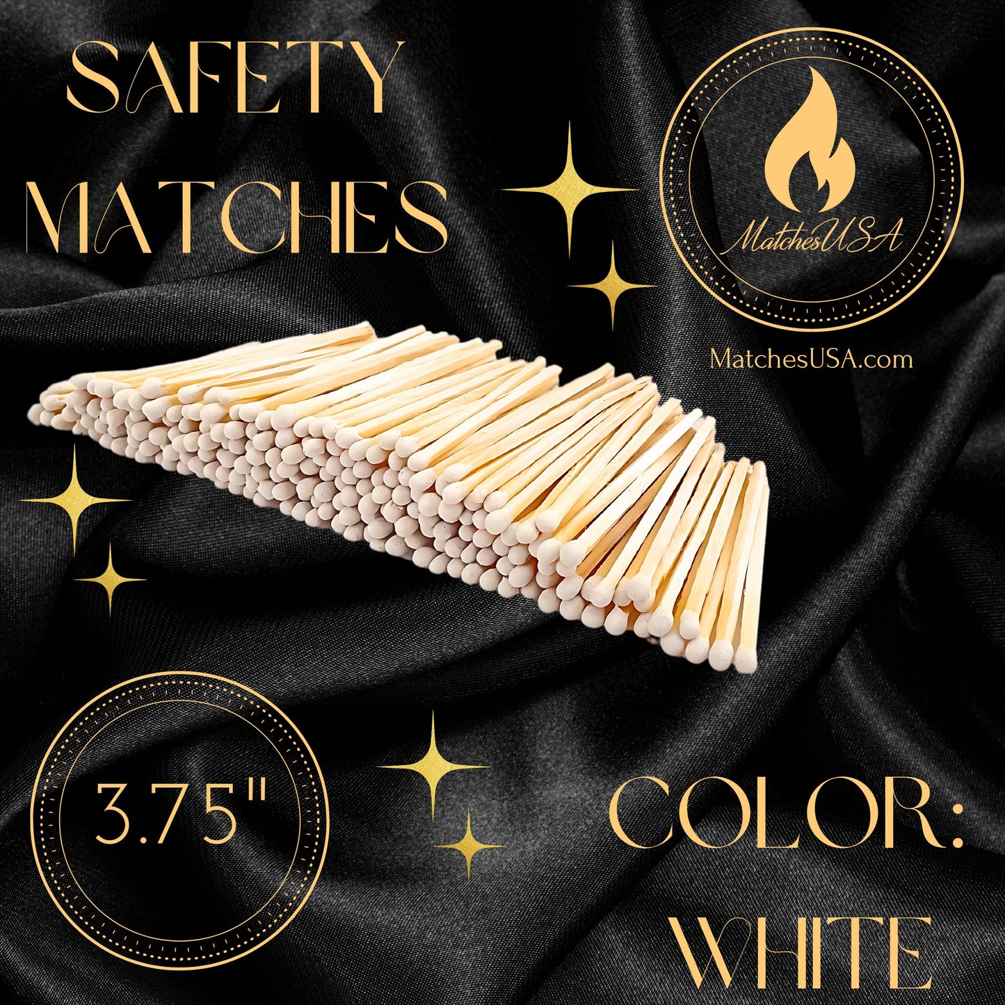 3.75" White - 100 Color Safety Matches Bundle (3.75 inches) - Free Striker! - Replacement Refill Long for Fireplace Candles - Wooden Wood Match Sticks