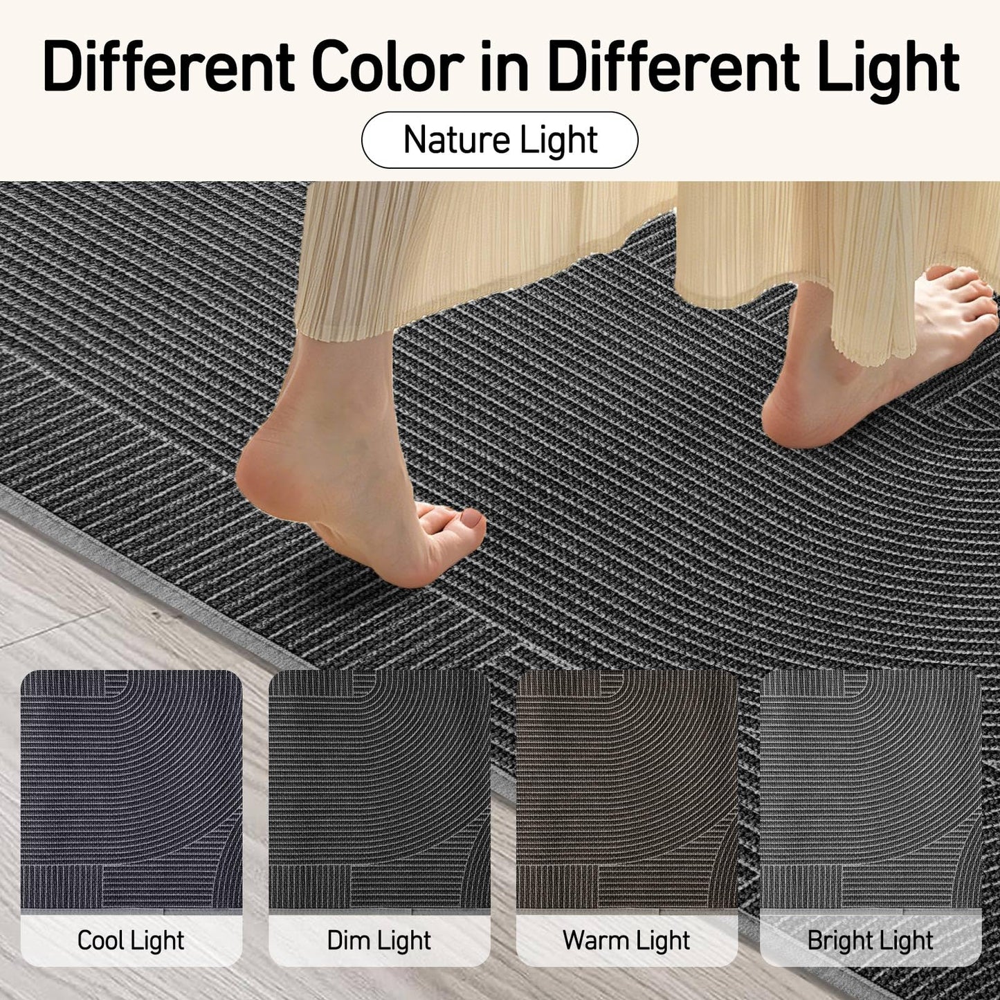 HAPACE Kitchen Mat Set of 2 PCS, Anti Fatigue Kitchen Floor Mat, Kitchen Runner Cushioned Non Slip for Kichen, Office, Balcony, Gray, 17" x 30"+17" x 47"