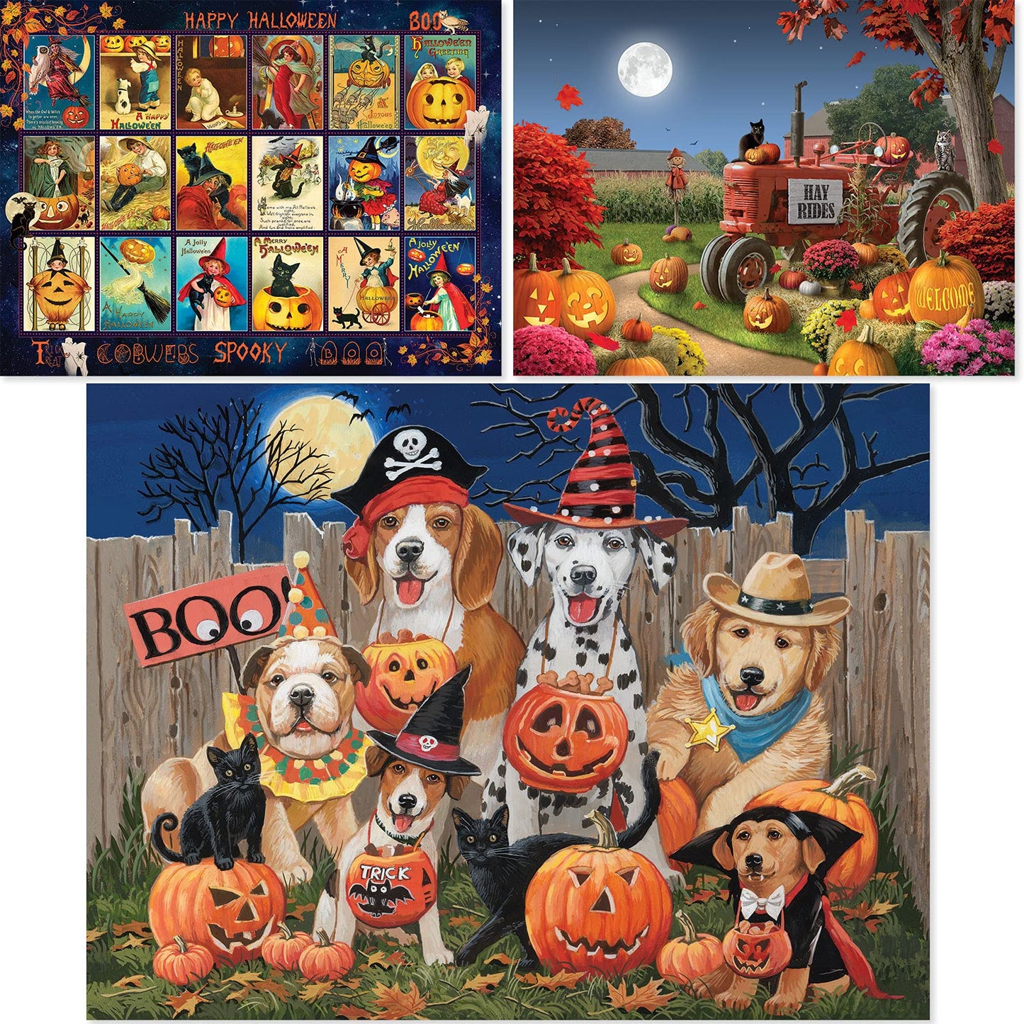 Bits and Pieces - Value Set of (3) 500 Piece Jigsaw Puzzles for Adults - Each Puzzle Measures 18" x 24" - 500 pc Large Piece Halloween Jigsaws by Artist Various Artists