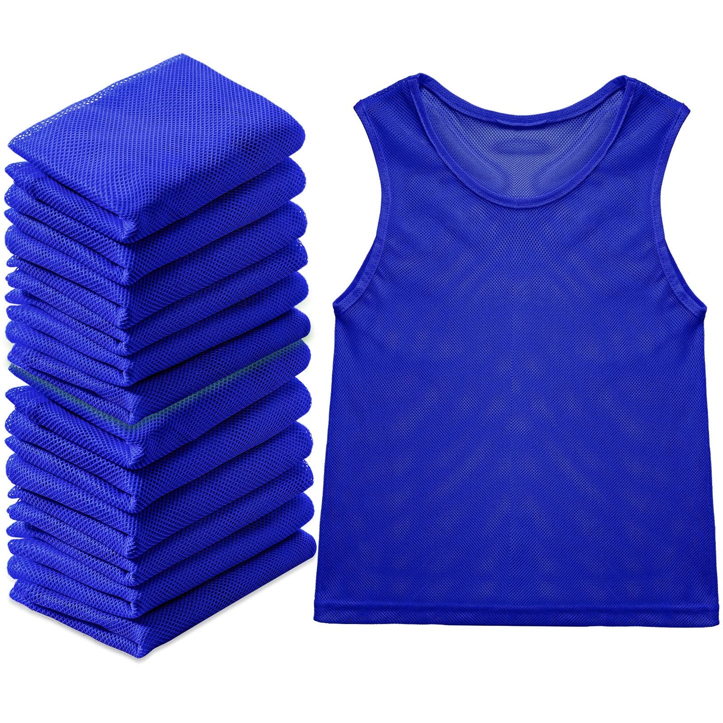 Sintege 12 Pcs Soccer Pinnies Pennies Jersey Scrimmage Vest Sports Practice Jersey Mesh Basketball Vest for Youth Adult Kids(Small,Dark Blue)