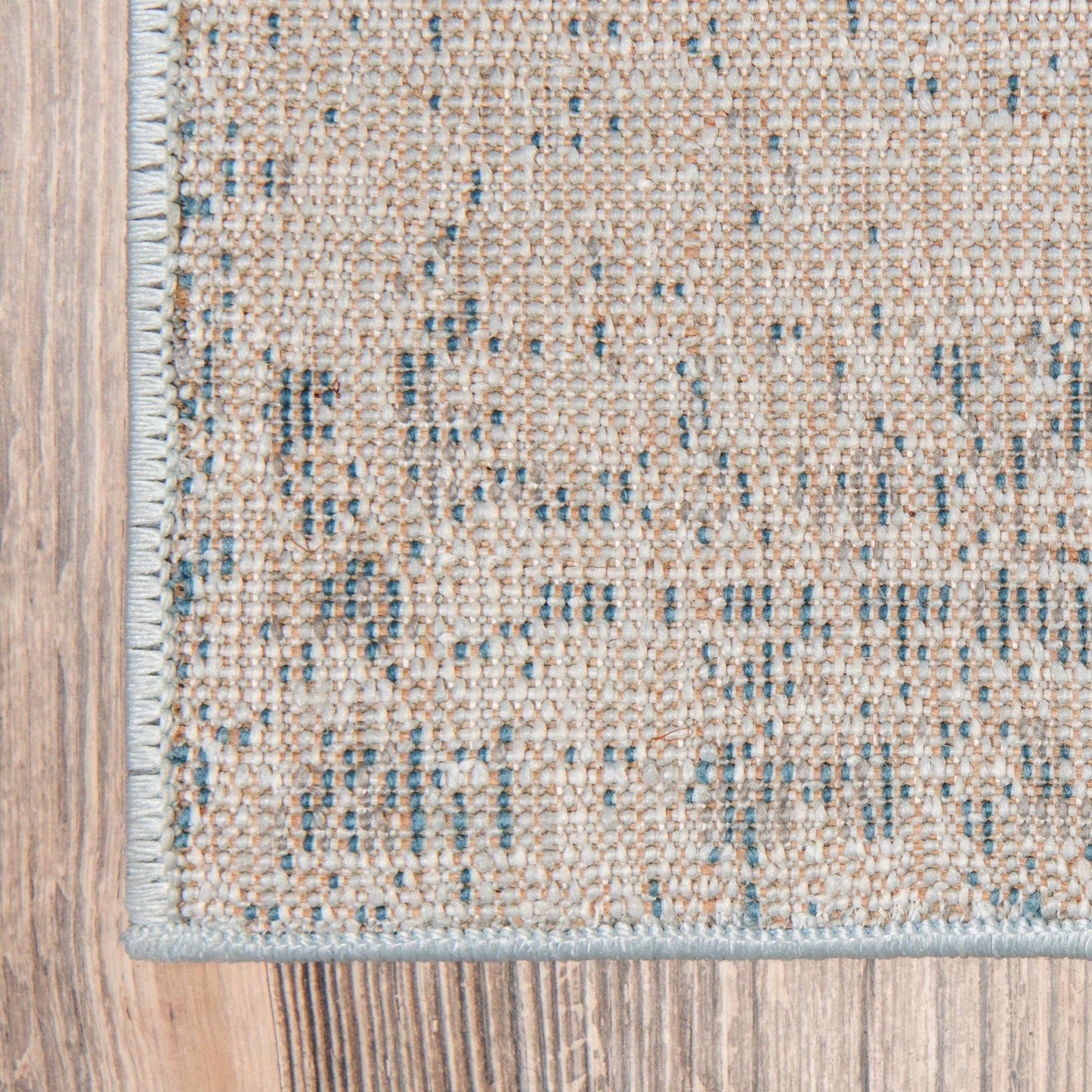 Rugs.com - Monte Carlo Rug – 8 Ft Square Light Blue Easy-Clean Rug – Distressed Medallion for Living Rooms, Bedrooms, and Dining Rooms