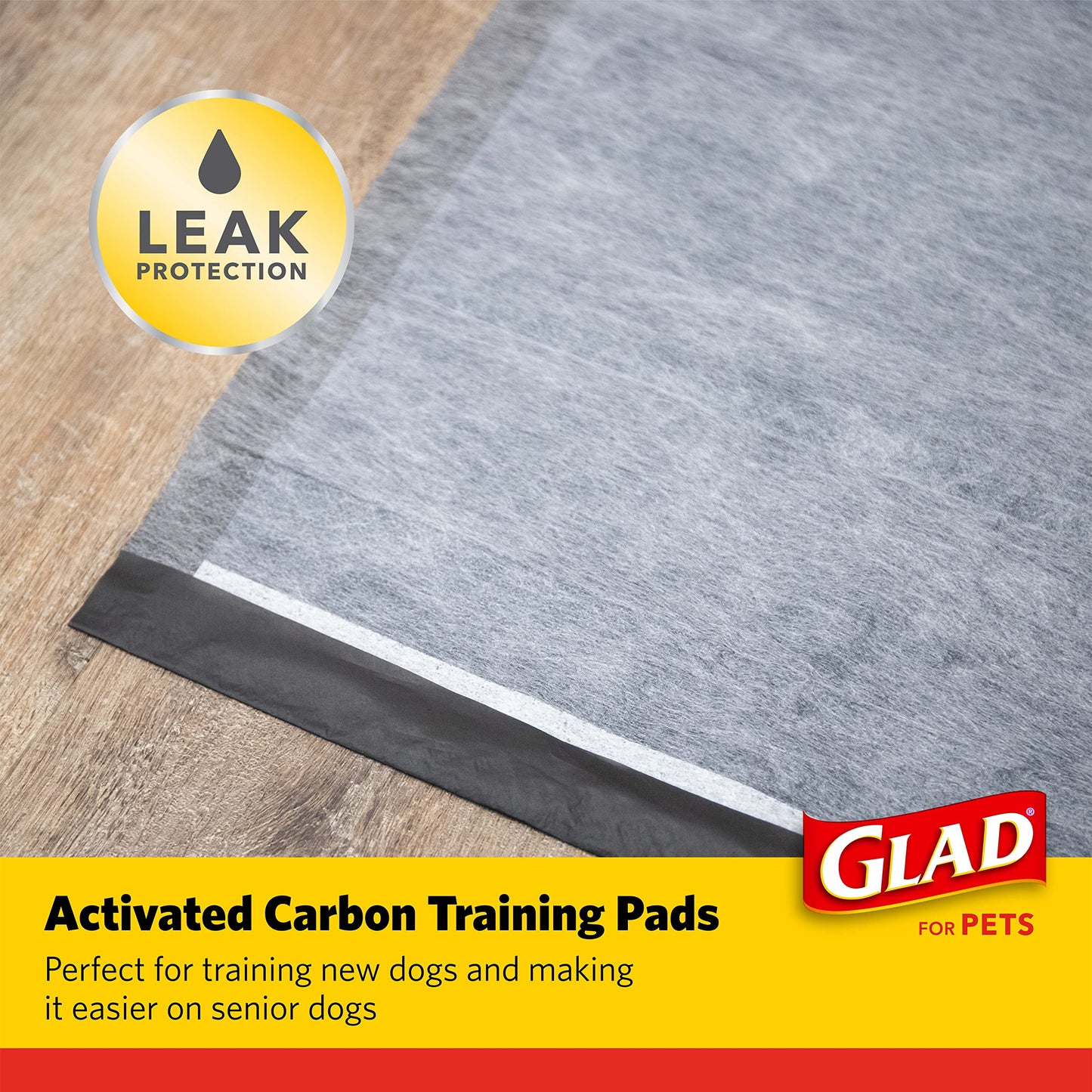 Glad for Pets Black Charcoal Puppy Pads, 23"x23" Disposable Pee Pad That Absorbs & Neutralizes Urine Instantly, Activated Carbon Training Pads For Dogs - 100 Count